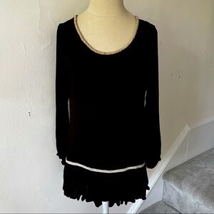 Skemo Open Back Beaded Fringe Long Sleeve Cover Up